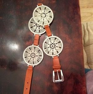 Michael Kors crochet and leather belt